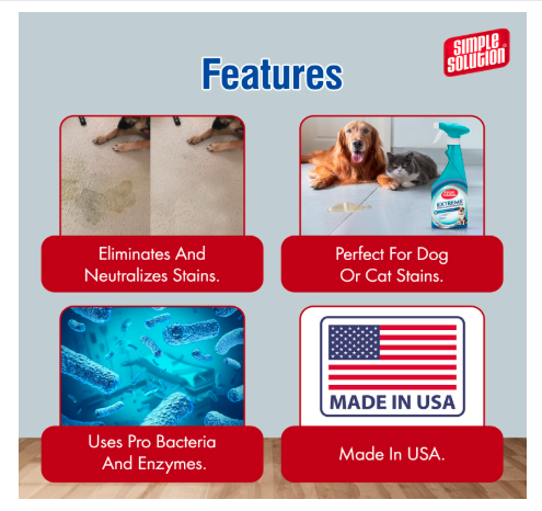 Simple Solution Dog Extreme Stain & Odour Remover,3X Cleaning Power,Eliminates Tough Set In Stains & Odour  500 Ml
