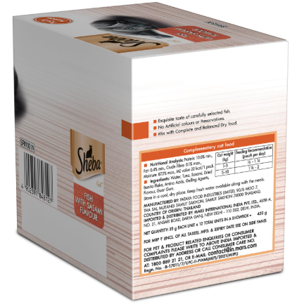 Sheba Rich Premium Adult (1+ Years) Wet Cat Food, Fish with Sasami Flavour, 35 g Pouch (Pack of 12), High-moisture wet food for healthy hydration