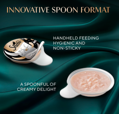 Sheba Melty Spoons Lickable Creamy Cat Treats, Maguro Flavour with Tuna Cream, 40g, Dual Texture, Innovative Spoon Format