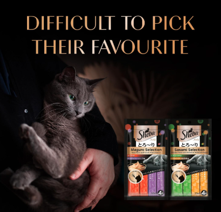 Sheba Melty Premium Lickable Creamy Cat Treats, Maguro Selection – Tuna & Tuna & Prawn Flavors, 4 Sticks x 12g (48g), Creamy Treats for Bonding