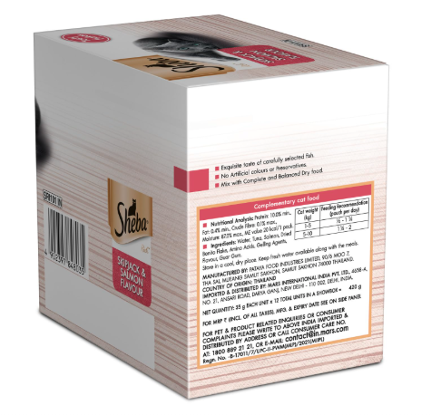 Sheba Rich Premium Adult (1+ Years) Wet Cat Food, Skipjack & Salmon Flavour, 35 g Pouch (Pack of 12), High-moisture wet food for healthy hydration