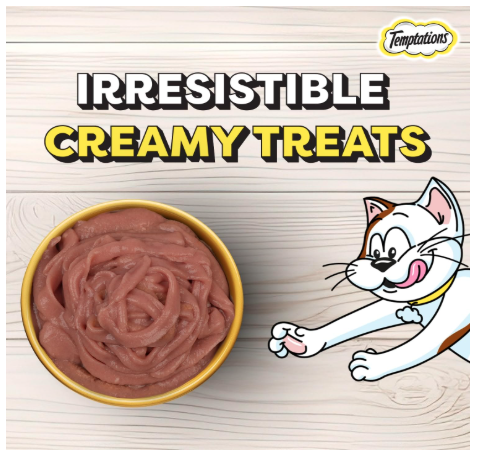 Temptations Creamy Purrrr-ée Lickable Cat Treats, Maguro & Scallop Flavors, 12g x 20 Packs (240g), Made with Real Fish
