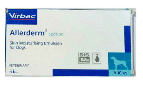 Virbac Allerderm Spot-on Skin Moisturising Emulsion for Medium and Large Dogs 6 pipettes of 4 ml Each