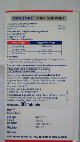 Canitone Joint Support Tablets - to Support Bone Health in Adult Pets
