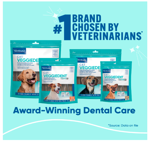 Virbac CET Veggiedent FR3SH Tartar Control Chews for Large Dogs Over 66 Pounds, Plant-Based Formula, 30 Count Bag (All Life Stages)
