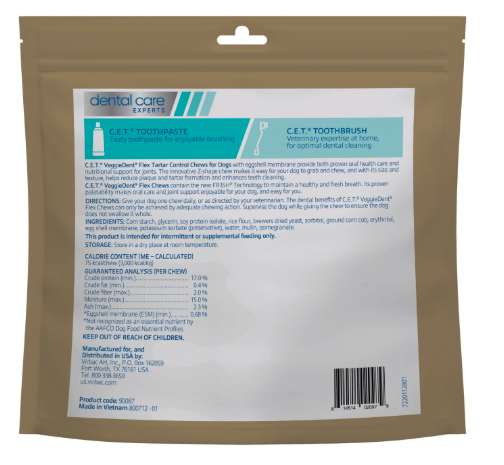 C.E.T. VEGGIEDENT Flex Tartar Control Chews for Dogs - Medium