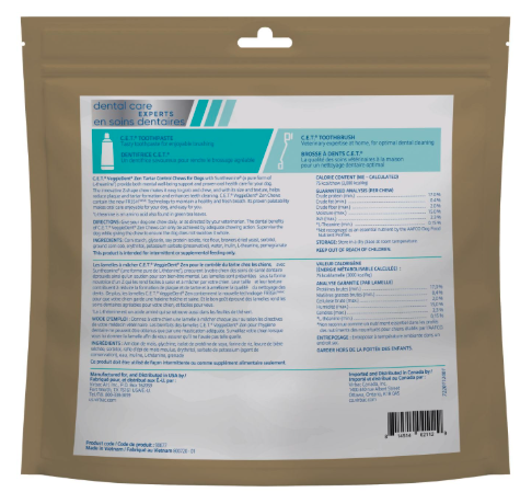 C.E.T. VEGGIEDENT Zen Tartar Control Chews for Dogs - Medium