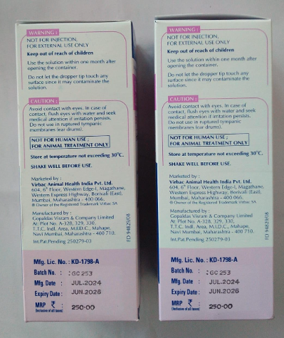 Virbac Epiotic - Ear Cleanser for Dogs and Cats - 100 Ml - Pack of 2