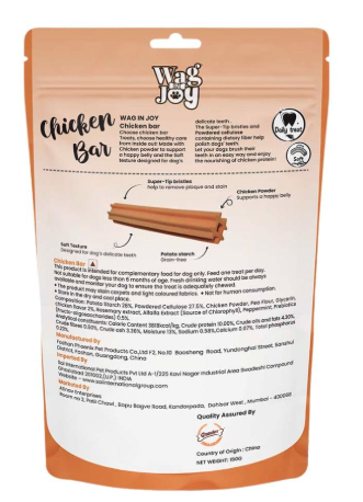 Wag in Joy Chicken Bar Treats for Dogs | Non Veg | Grain Free, Soft Daily Treats for Healthy Teeth | 150 gm