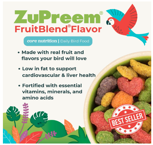 ZuPreem Fruitblend Flavor With Natural Flavors Avian Diets Large Bird Food (907 Gram, Adult)
