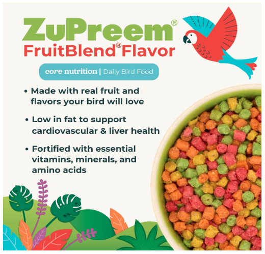 ZuPreem Fruitblend Flavor with Natural Flavors Avian Diets Small Bird Food Pellet - 907 Gm