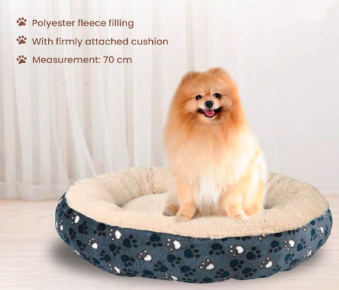 ZOOOP Plush Cushion Beds for Dogs Suitable for Extra Small Breeds During Winters, 50 cm, Blue/Beige