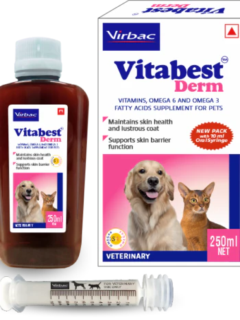 Virbac Vitabest Derm (250ml) Skin & Coat Oral Supplement for Dogs and Cats