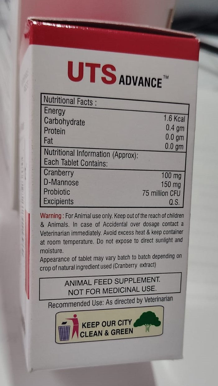 UTS ADVANCE Chewable Tablets (30 Tablets) Urinary Supplement For Dogs & Cats