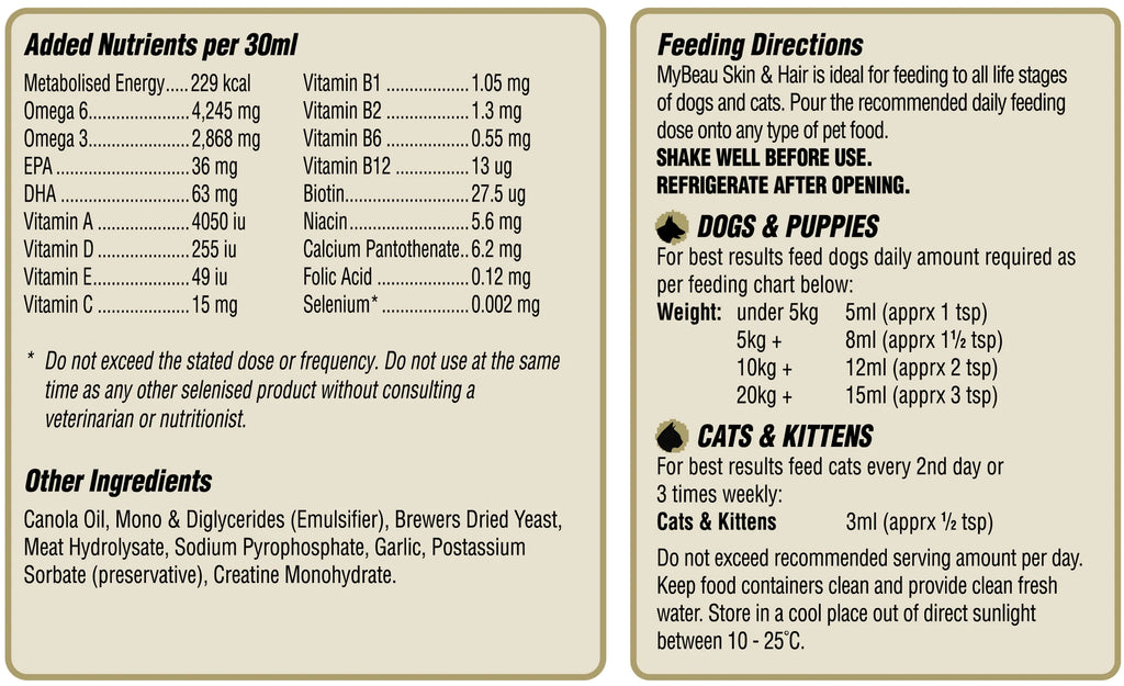 Palamountains MyBeau Skin & Hair (300 ml) Supplement for Cats and Dogs