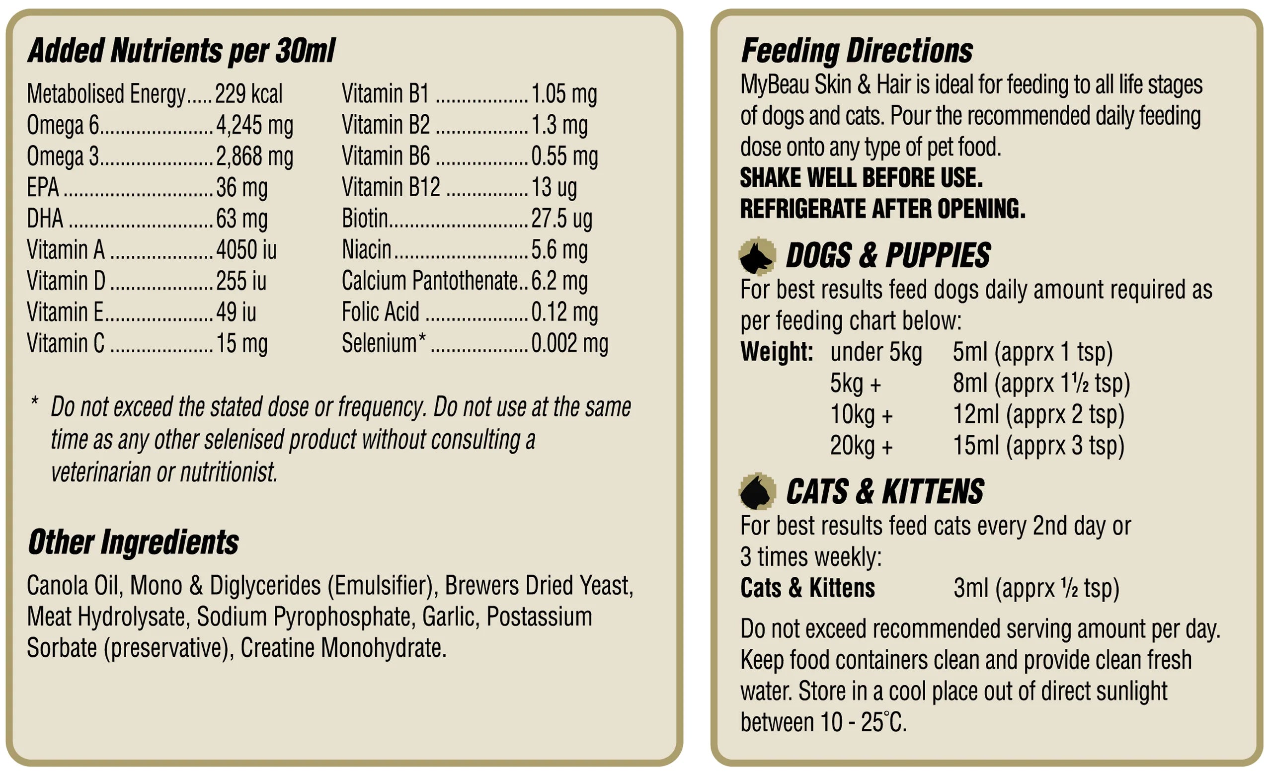 Palamountains MyBeau Skin & Hair (300 ml) Supplement for Cats and Dogs